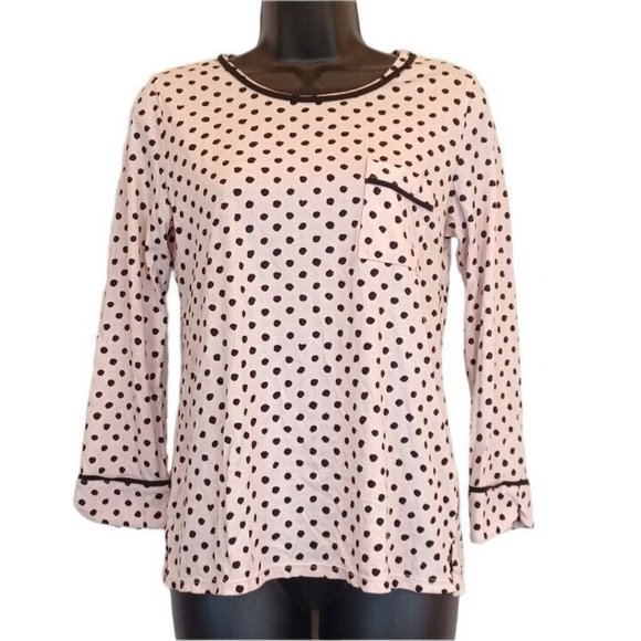 KATE SPADE Sz S Dream A Little Dream Polka Dot Pink Night T Pocket Casual Lounge - Picture 2 of 13